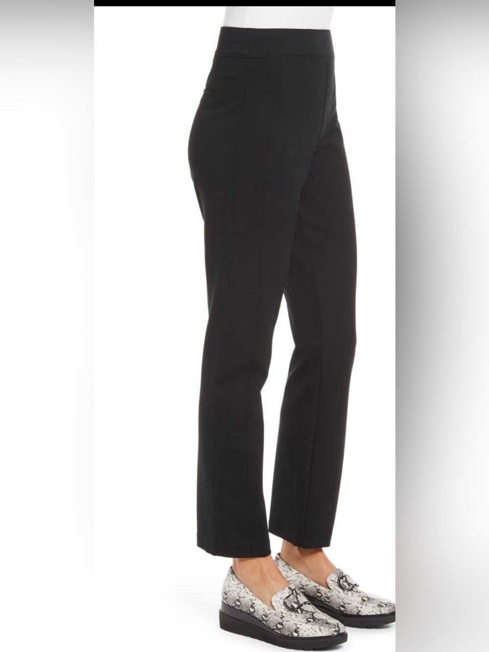 Spanx Perfect Pant Black Ponte Straight Leg Pull-On Trouser Small NWOT